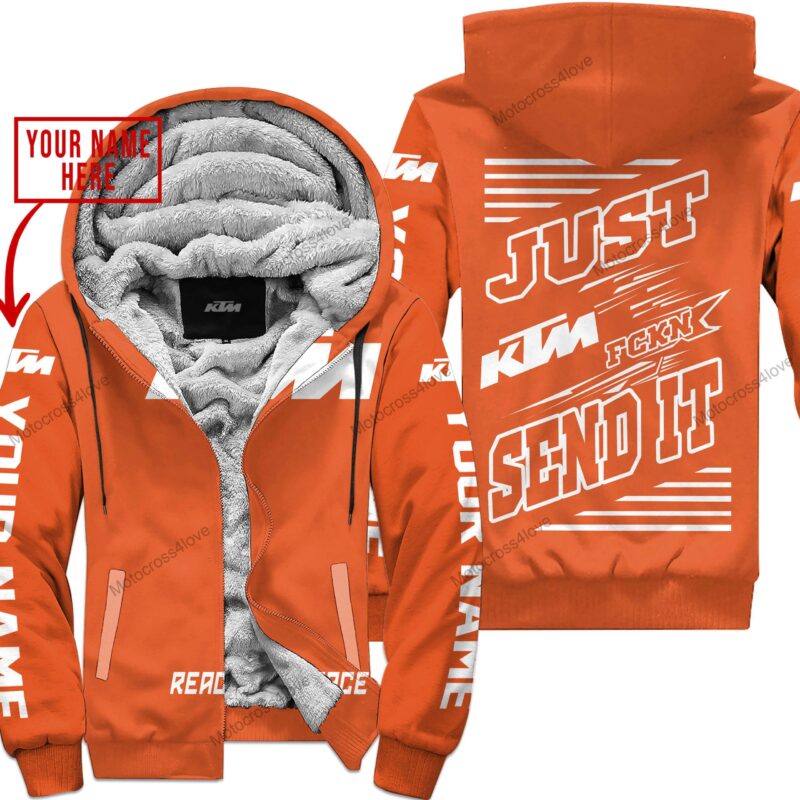 Just Fckn Gonna Send It Custom Name Ktm Orange Fleece Zip Hoodie MFH1115