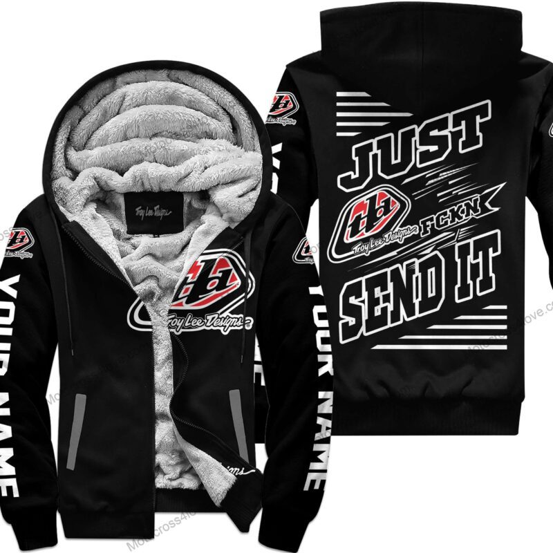 Just Fckn Gonna Send It Custom Name Troy Lee Designs White Black Fleece Zip Hoodie MFH598