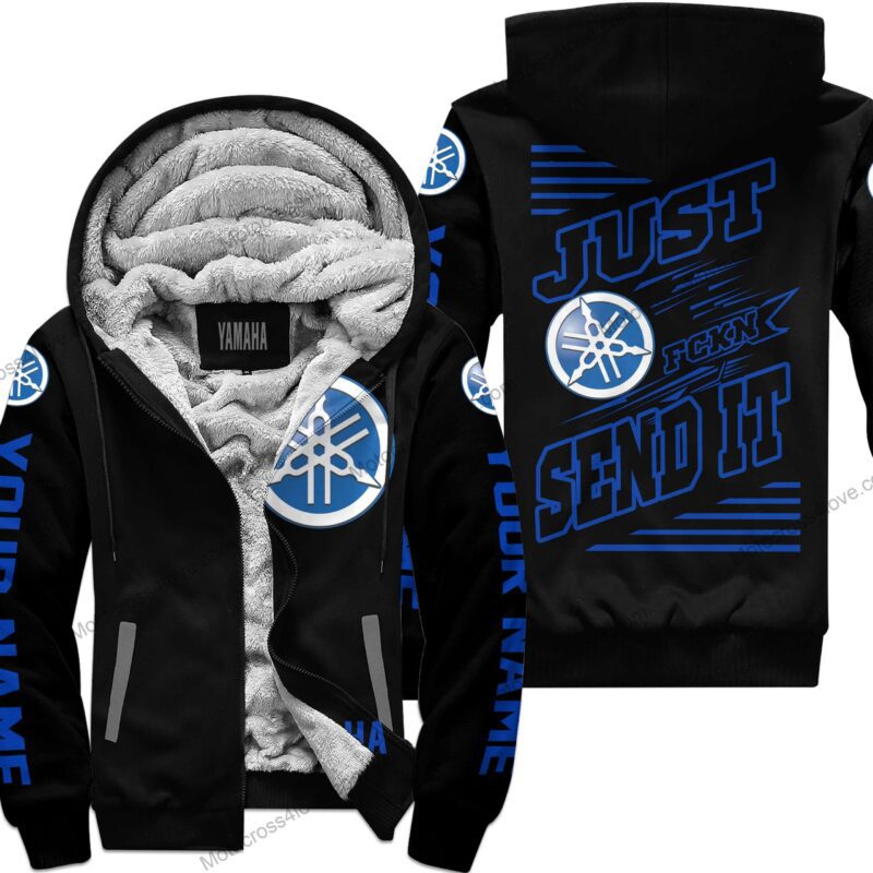 Just Fckn Gonna Send It Custom Name Yamaha Blue Black Fleece Zip Hoodie MFH599