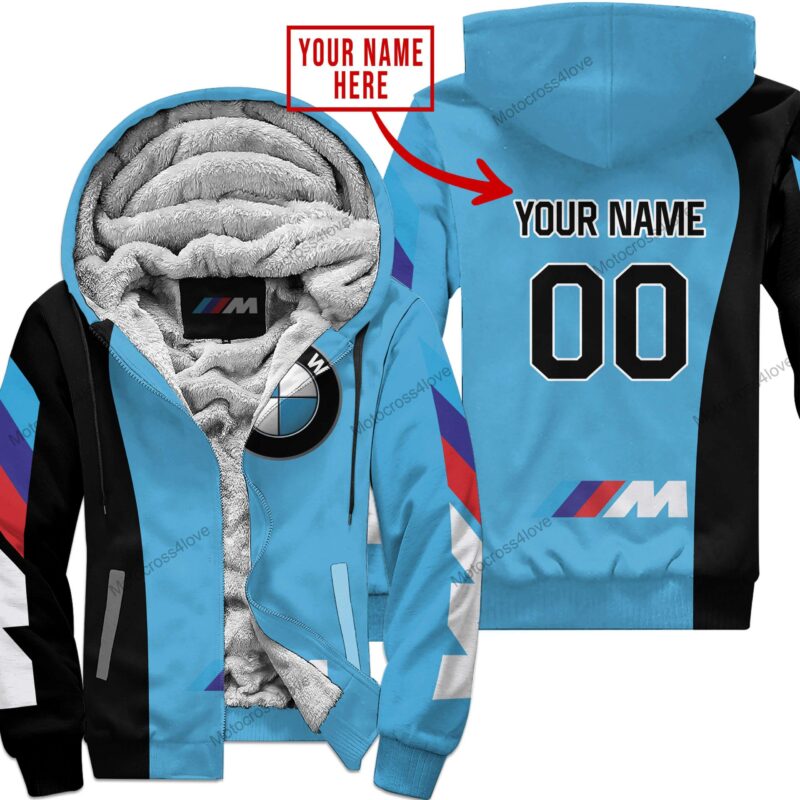 Mx Custom Name Bmw Sky Blue Fleece Zip Hoodie MFH922