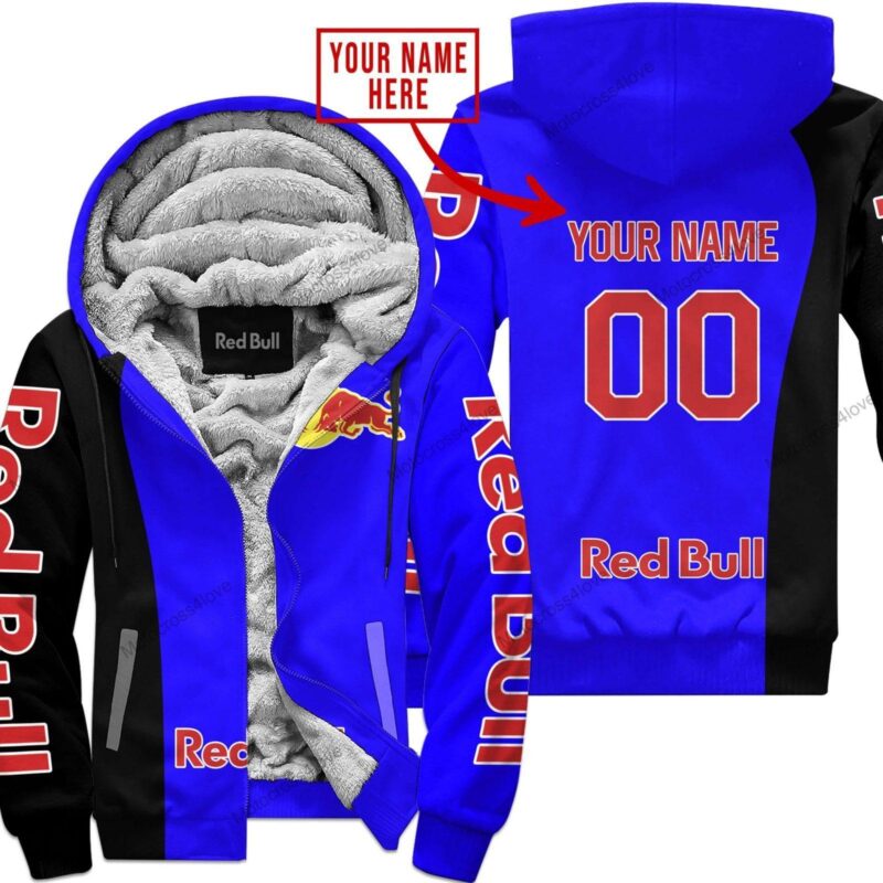 Mx Custom Name Redbull Blue Fleece Zip Hoodie MFH975