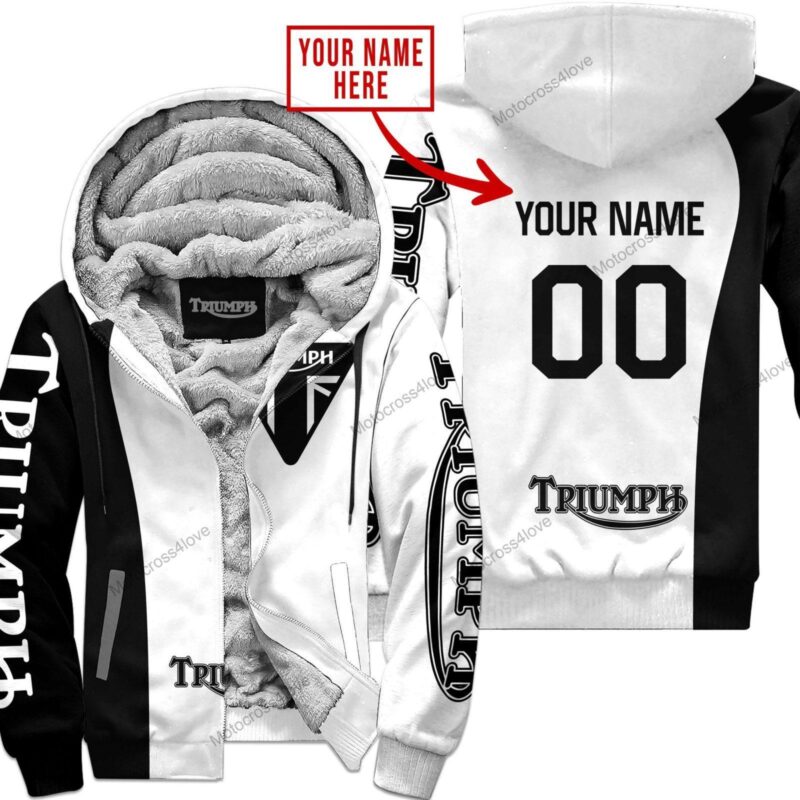 Mx Custom Name Triumph White Fleece Zip Hoodie MFH981