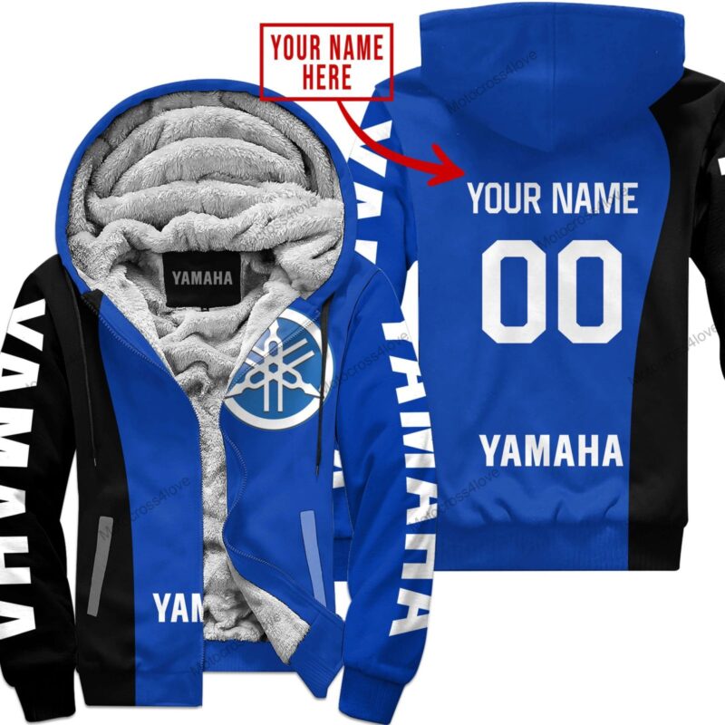 Mx Custom Name Yamaha Blue Fleece Zip Hoodie MFH255