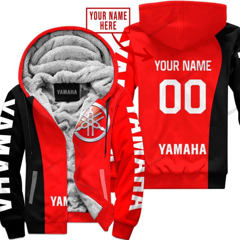 Mx Custom Name Yamaha Red Fleece Zip Hoodie MFH983