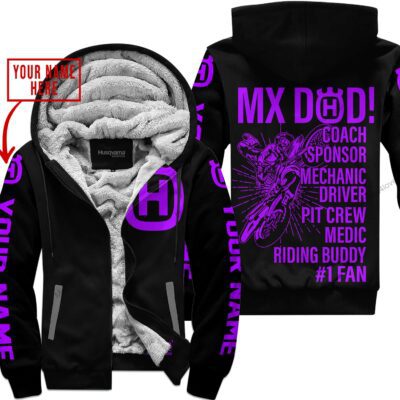 Mx Dad Personalised Gifts For Children & Adults Husqvarna Black Purple Fleece Zip Hoodie MFH1204