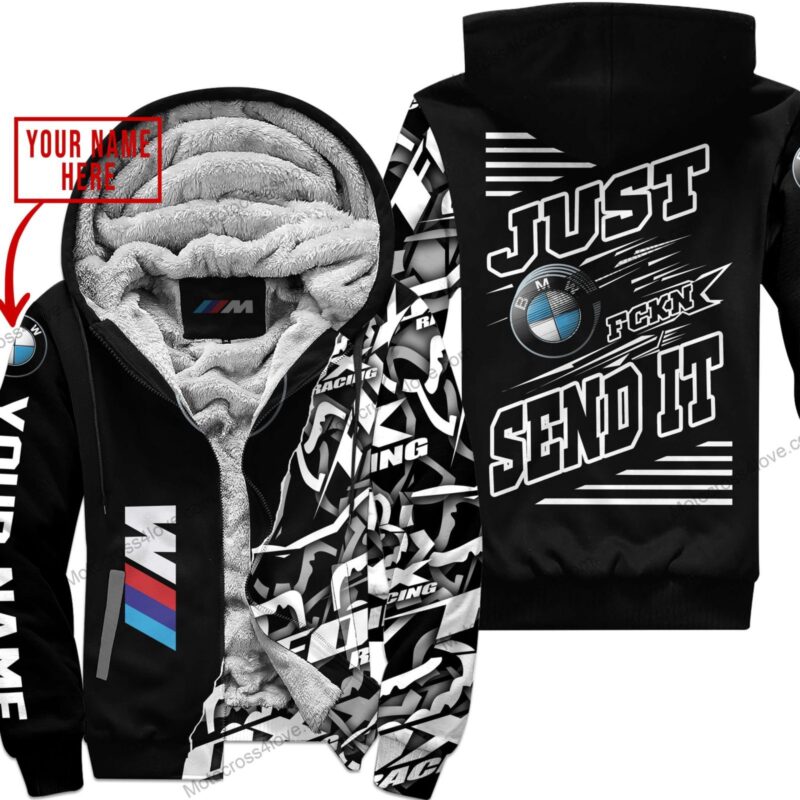 Mx Just Fckn Gonna Send It Custom Name Bmw Black Fleece Zip Hoodie MFH710