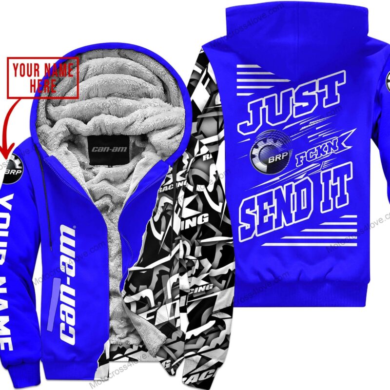Mx Just Fckn Gonna Send It Custom Name Can-Am Blue Fleece Zip Hooodie MFH657
