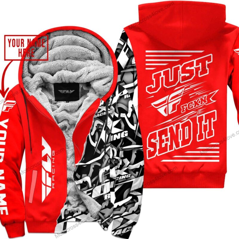 Mx Just Fckn Gonna Send It Custom Name Fly Racing Red Fleece Zip Hoodie MFH182