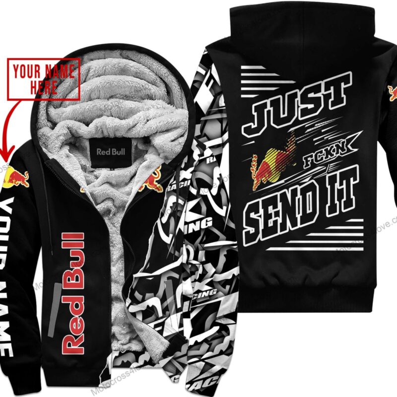 Mx Just Fckn Gonna Send It Custom Name Redbull Black Fleece Zip Hooodie MFH629