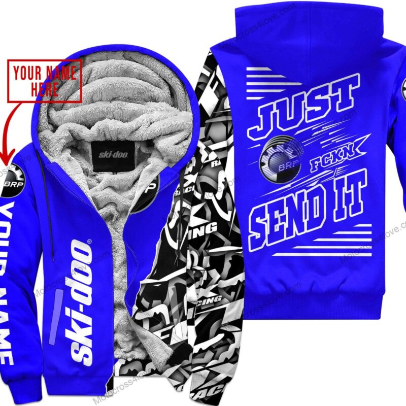 Mx Just Fckn Gonna Send It Custom Name Ski Doo Blue Fleece Zip Hooodie MFH643