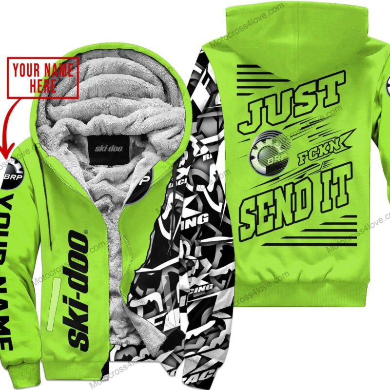 Mx Just Fckn Gonna Send It Custom Name Ski Doo Green 1 Fleece Zip Hoodie MFH644