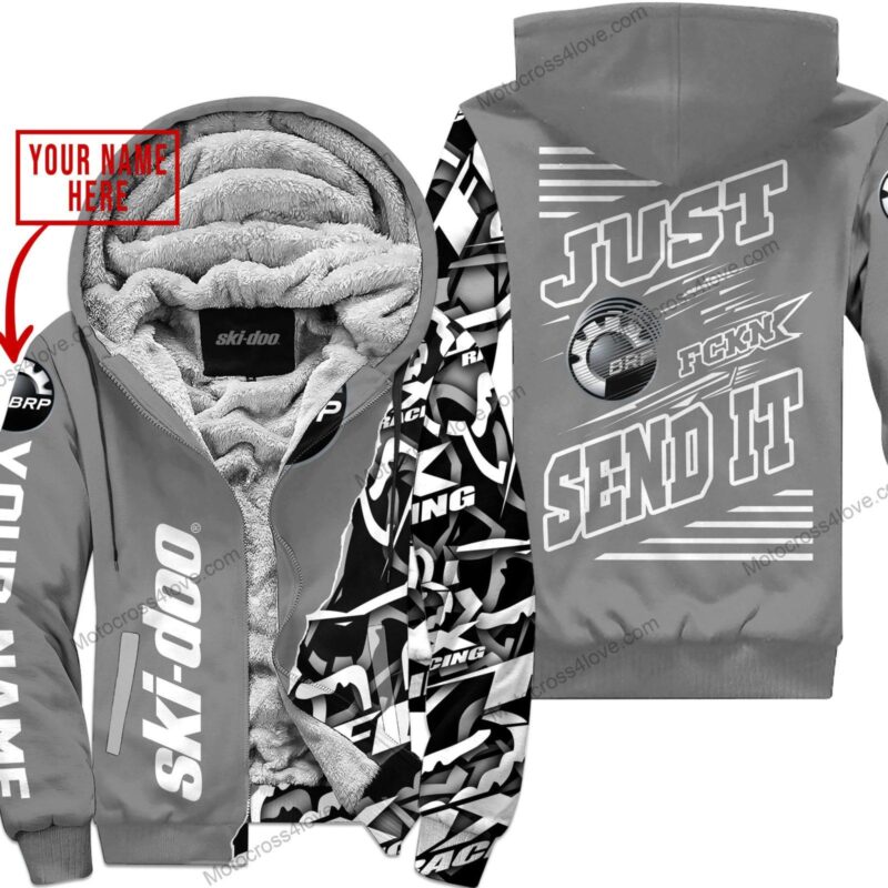 Mx Just Fckn Gonna Send It Custom Name Ski Doo Grey Fleece Zip Hooodie MFH645