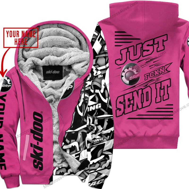 Mx Just Fckn Gonna Send It Custom Name Ski Doo Pink 1 Fleece Zip Hooodie MFH650