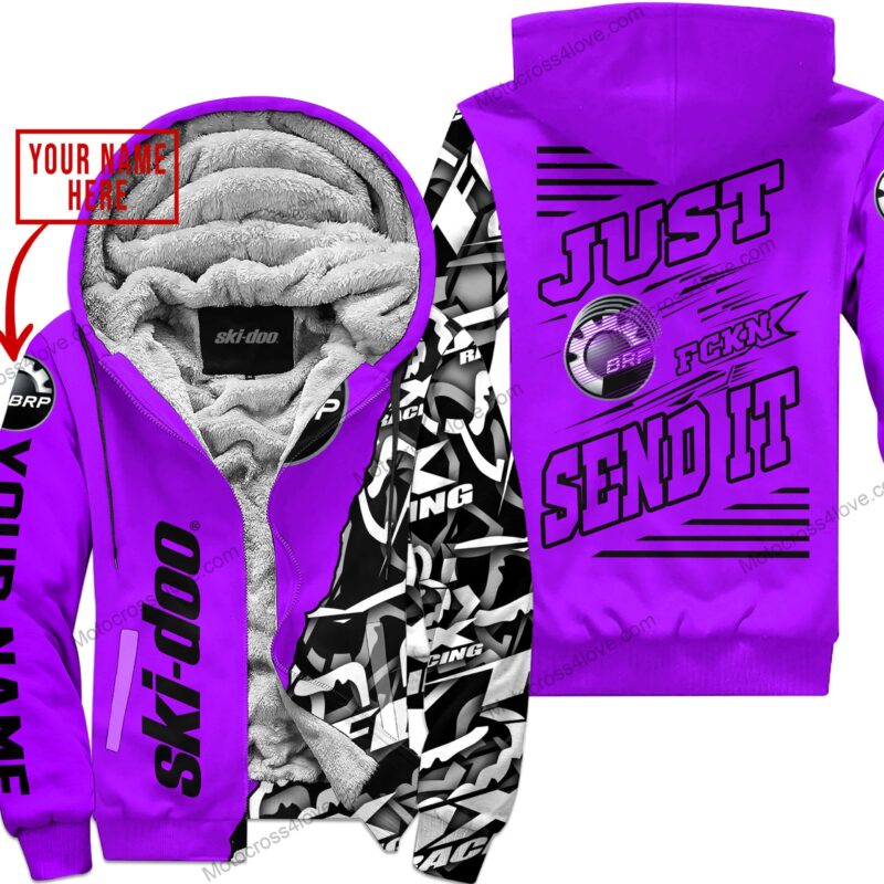 Mx Just Fckn Gonna Send It Custom Name Ski Doo Purple Fleece Zip Hooodie MFH651