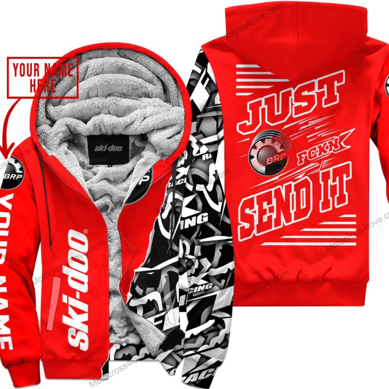 Mx Just Fckn Gonna Send It Custom Name Ski Doo Red Fleece Zip Hooodie MFH652