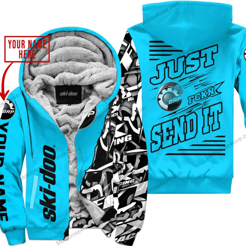 Mx Just Fckn Gonna Send It Custom Name Ski Doo Sky Blue Fleece Zip Hoodie MFH654