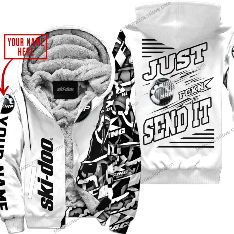 Mx Just Fckn Gonna Send It Custom Name Ski Doo White Fleece Zip Hooodie MFH653