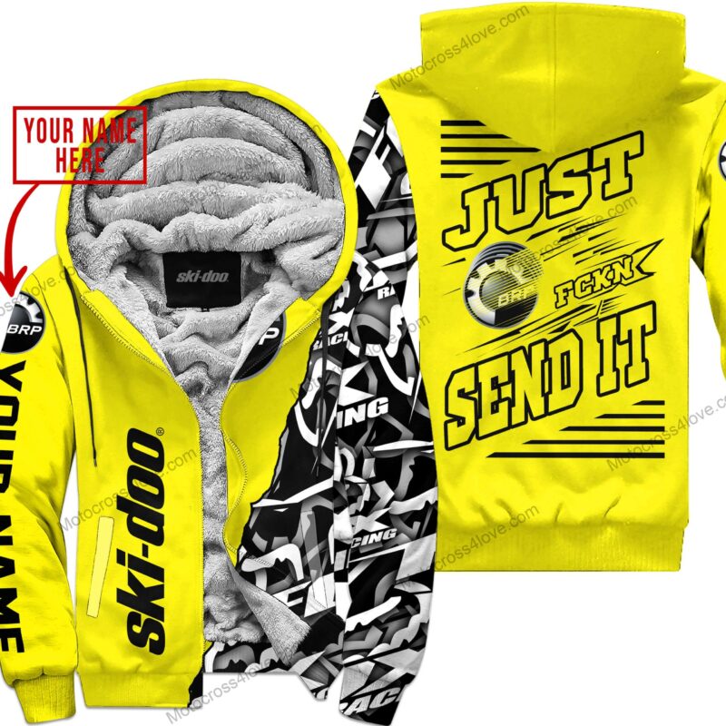 Mx Just Fckn Gonna Send It Custom Name Ski Doo Yellow Fleece Zip Hooodie MFH656