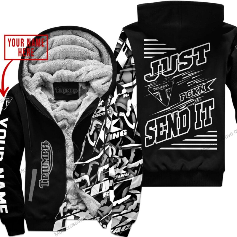 Mx Just Fckn Gonna Send It Custom Name Triumph Black Fleece Zip Hooodie MFH180