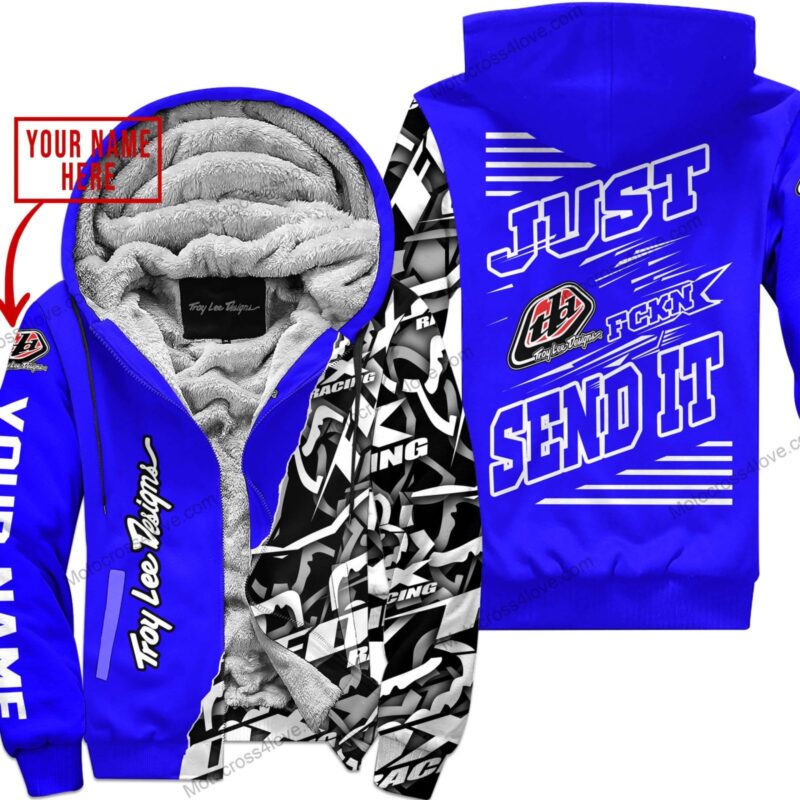 Mx Just Fckn Gonna Send It Custom Name Troy Lee Designs Blue Fleece Zip Hooodie MFH707