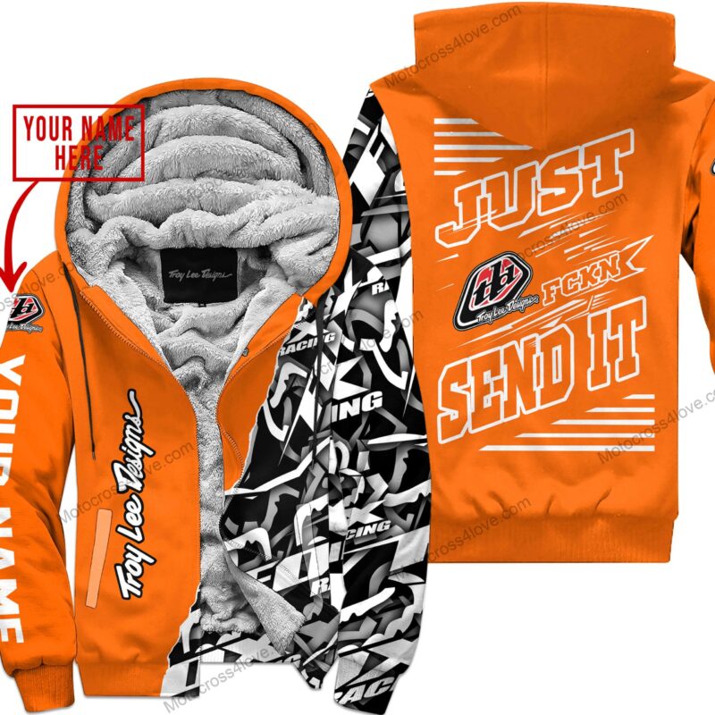 Mx Just Fckn Gonna Send It Custom Name Troy Lee Designs Orange Fleece Zip Hooodie MFH700