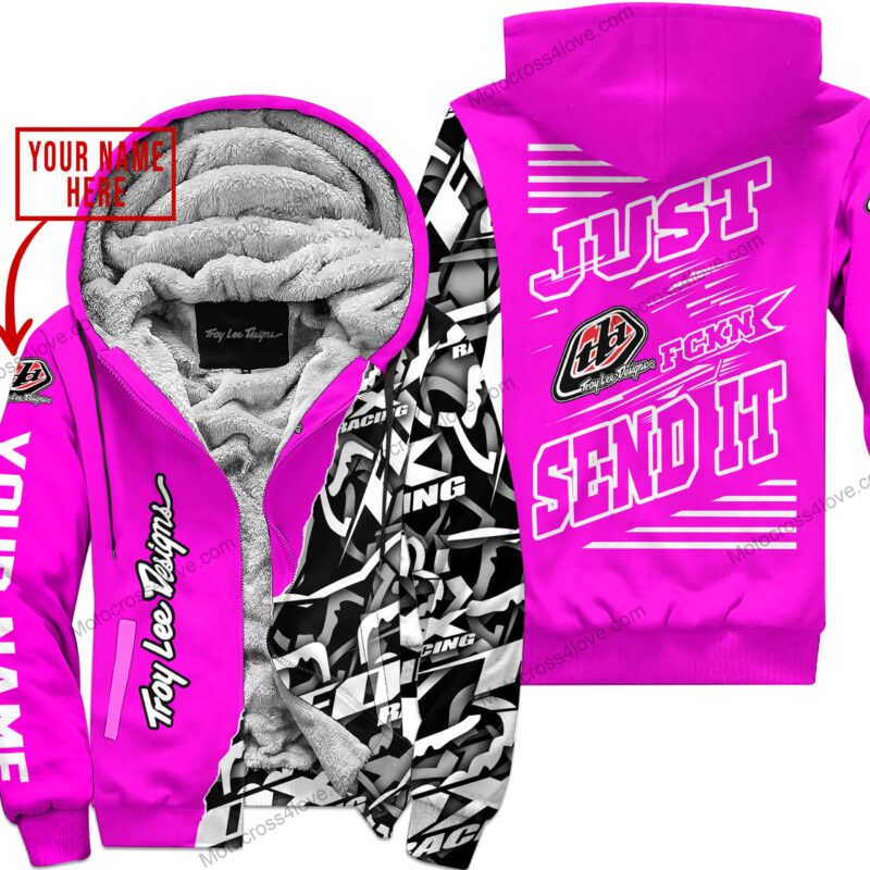 Mx Just Fckn Gonna Send It Custom Name Troy Lee Designs Pink Fleece Zip Hooodie MFH701