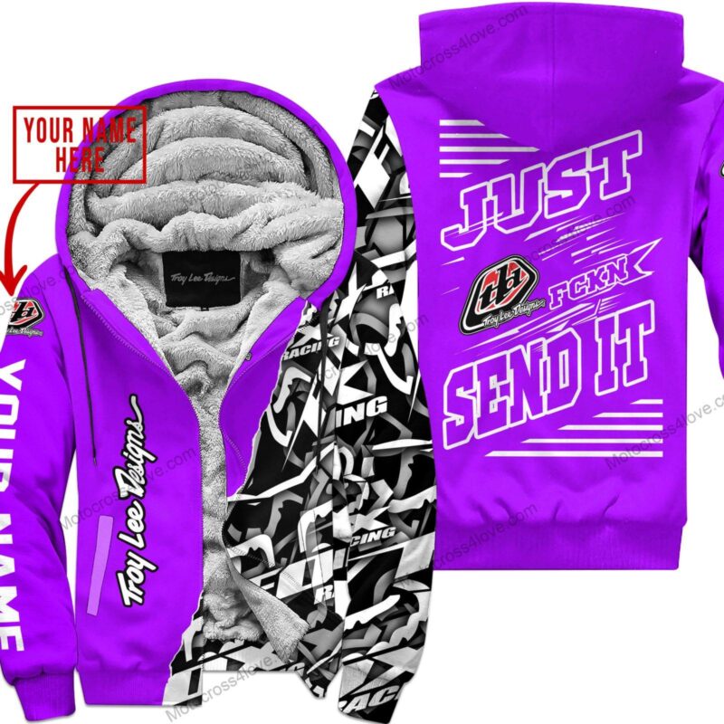 Mx Just Fckn Gonna Send It Custom Name Troy Lee Designs Purple Fleece Zip Hooodie MFH682