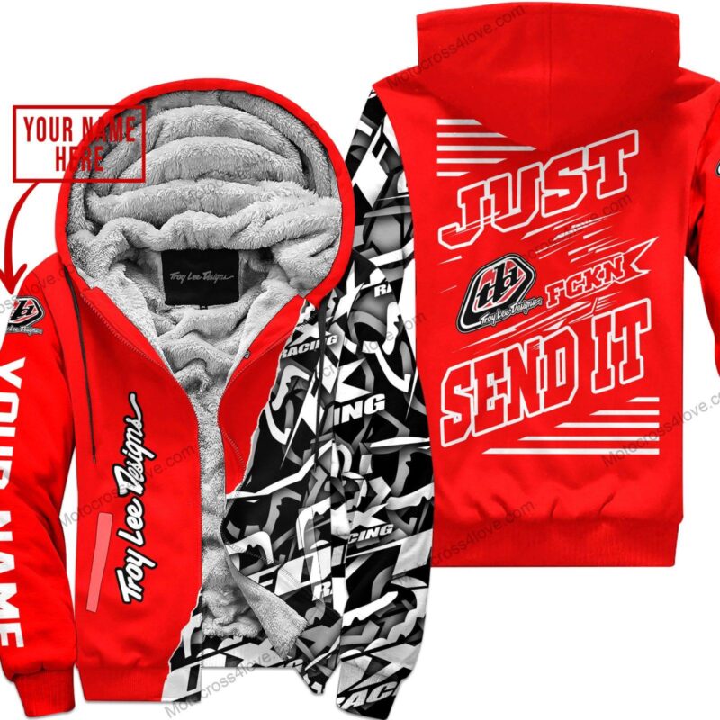 Mx Just Fckn Gonna Send It Custom Name Troy Lee Designs Red Fleece Zip Hooodie MFH683