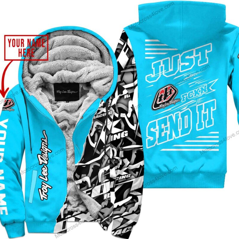 Mx Just Fckn Gonna Send It Custom Name Troy Lee Designs Sky Blue Fleece Zip Hooodie MFH684