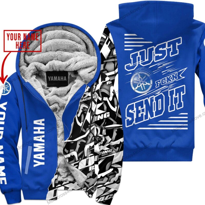 Mx Just Fckn Gonna Send It Custom Name Yamaha Blue Fleece Zip Hooodie MFH687