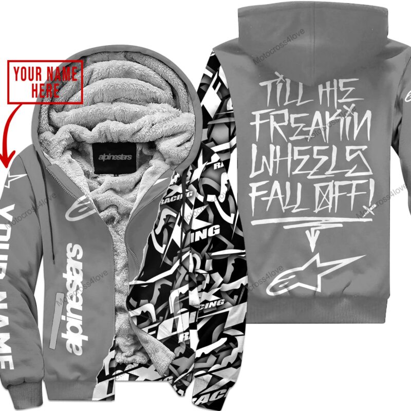 Till The Fuckin Freakin Training Wheel Fall Off Custom Name Alpinestars Grey Fleece Zip Hooodie MFH198