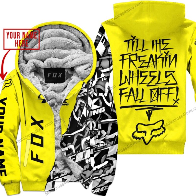 Till The Fuckin Freakin Training Wheel Fall Off Custom Name Fox Racing Yellow Fleece Zip Hooodie MFH680