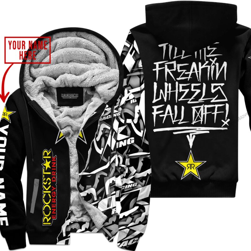 Till The Fuckin Freakin Training Wheel Fall Off Custom Name Rockstar Black Fleece Zip Hooodie MFH1004