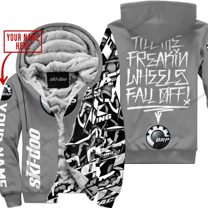 Till The Fuckin Freakin Training Wheel Fall Off Custom Name Ski Doo Grey Fleece Zip Hooodie MFH1024