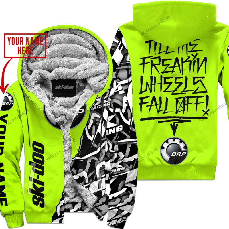 Till The Fuckin Freakin Training Wheel Fall Off Custom Name Ski Doo Neon Fleece Zip Hooodie MFH1025