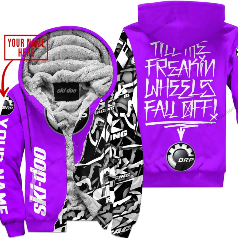 Till The Fuckin Freakin Training Wheel Fall Off Custom Name Ski Doo Purple Fleece Zip Hooodie MFH1029