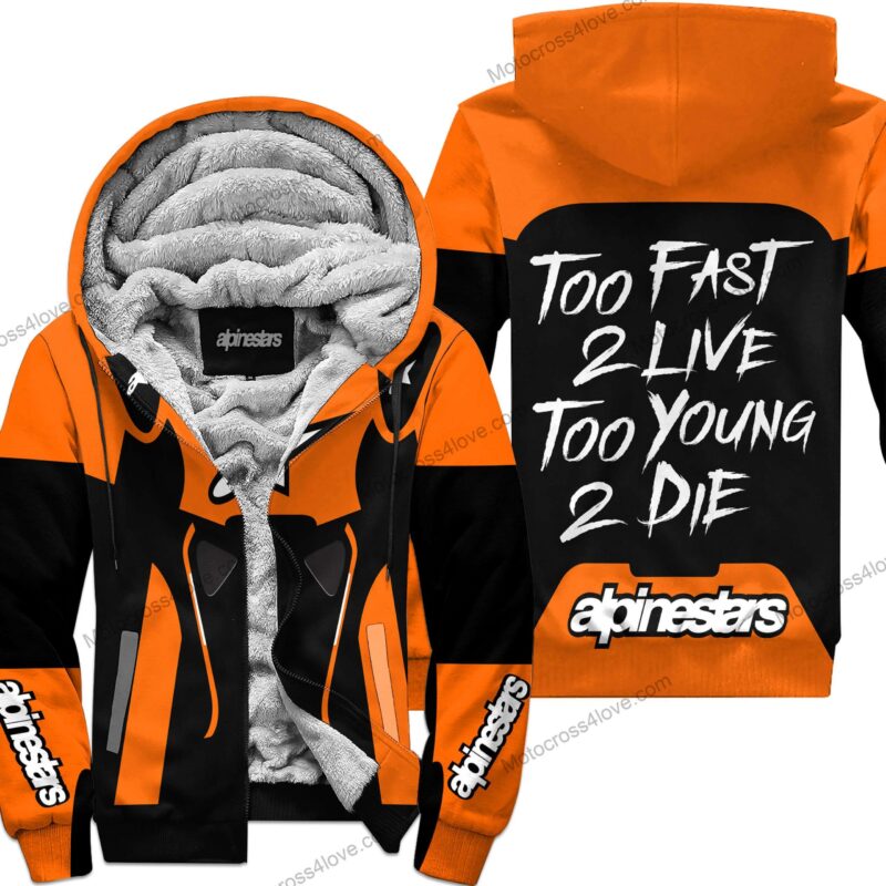 Too Fast To Live Too Young To Die Fleece Hoodie Alpinestars Orange MFH393