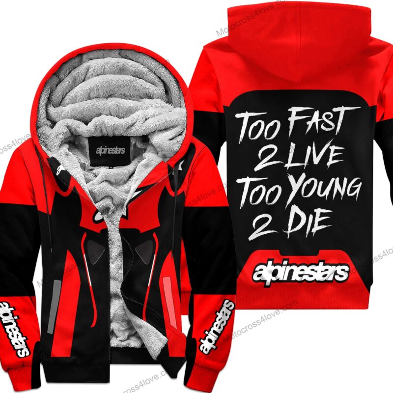 Too Fast To Live Too Young To Die Fleece Hoodie Alpinestars Red MFH394