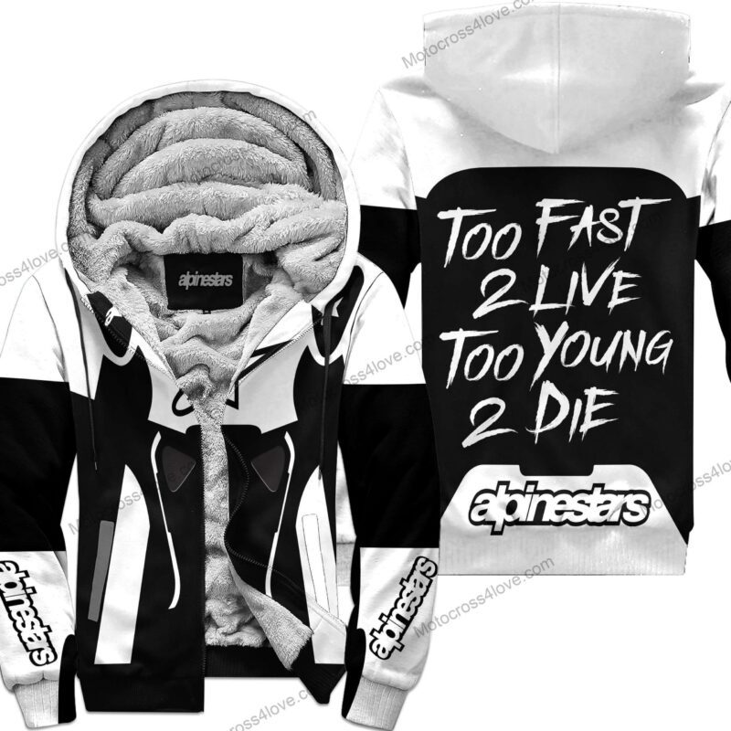 Too Fast To Live Too Young To Die Fleece Hoodie Alpinestars White MFH395