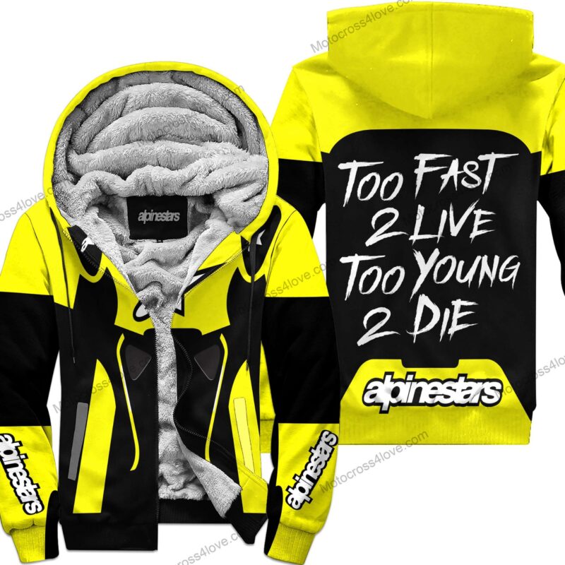 Too Fast To Live Too Young To Die Fleece Hoodie Alpinestars Yellow MFH397