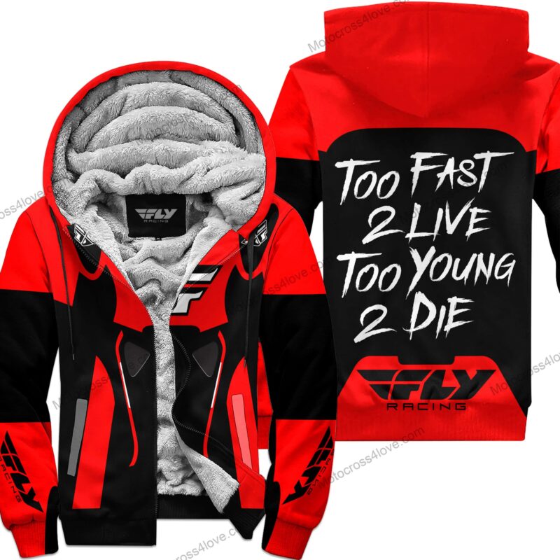 Too Fast To Live Too Young To Die Fleece Hoodie Fly Racing Red MFH419