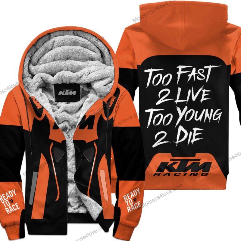 Too Fast To Live Too Young To Die Fleece Hoodie Ktm Racing Orange MFH445