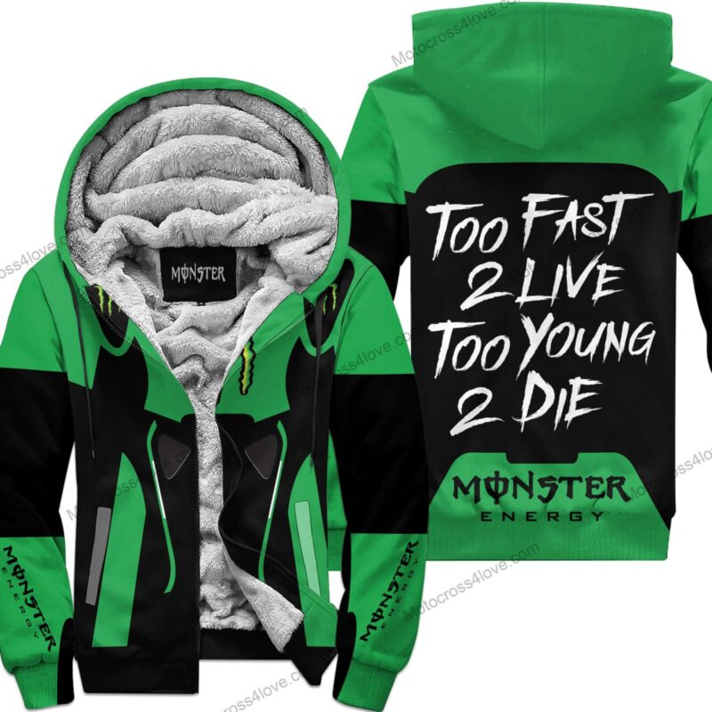 Too Fast To Live Too Young To Die Fleece Hoodie Monsters Green MFH444