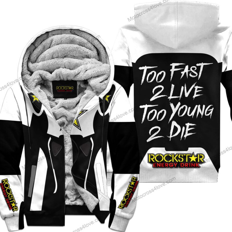 Too Fast To Live Too Young To Die Fleece Hoodie Rockstar White MFH451