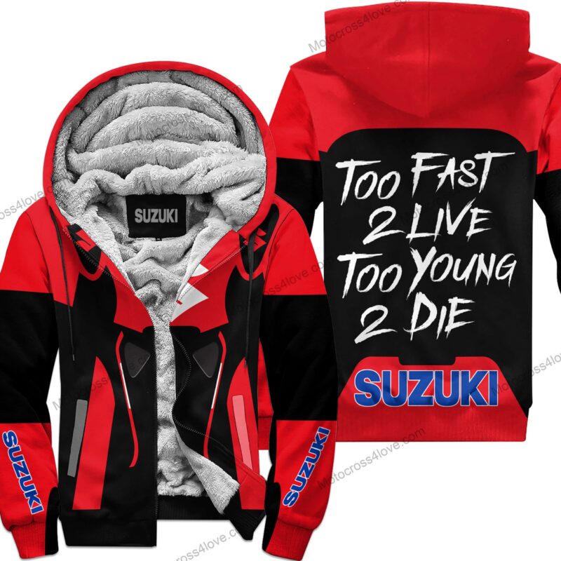 Too Fast To Live Too Young To Die Fleece Hoodie Suzuki Red MFH450