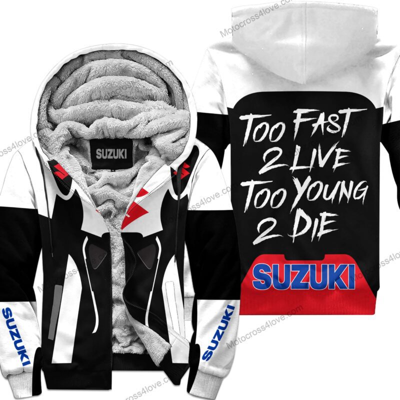 Too Fast To Live Too Young To Die Fleece Hoodie Suzuki White MFH452