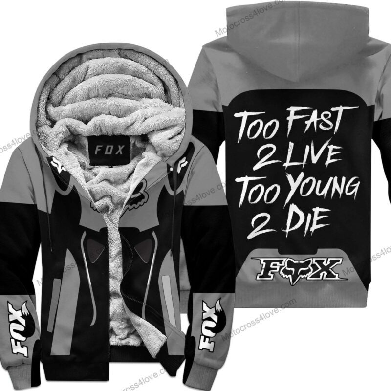 Too Fast To Live Too Young To Die Fleece Zip Hoodie Fox Racing Grey MFH163
