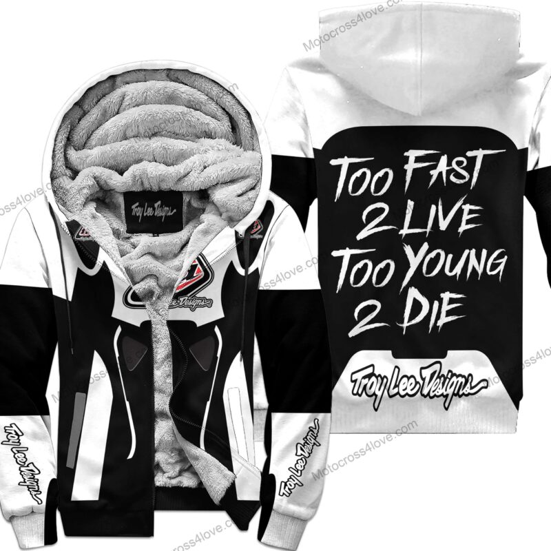 Too Fast To Live Too Young To Die Fleece Zip Hoodie Troy Lee Designs White MFH169