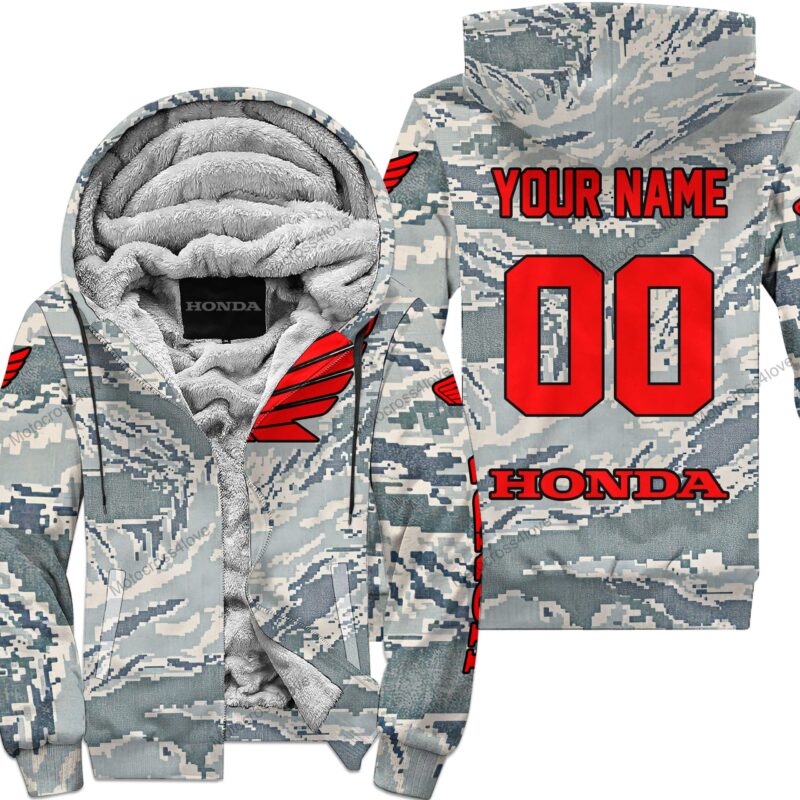 Us Air Porce Honda Racing Custom Name Fleece Zip Hoodie MFH1416