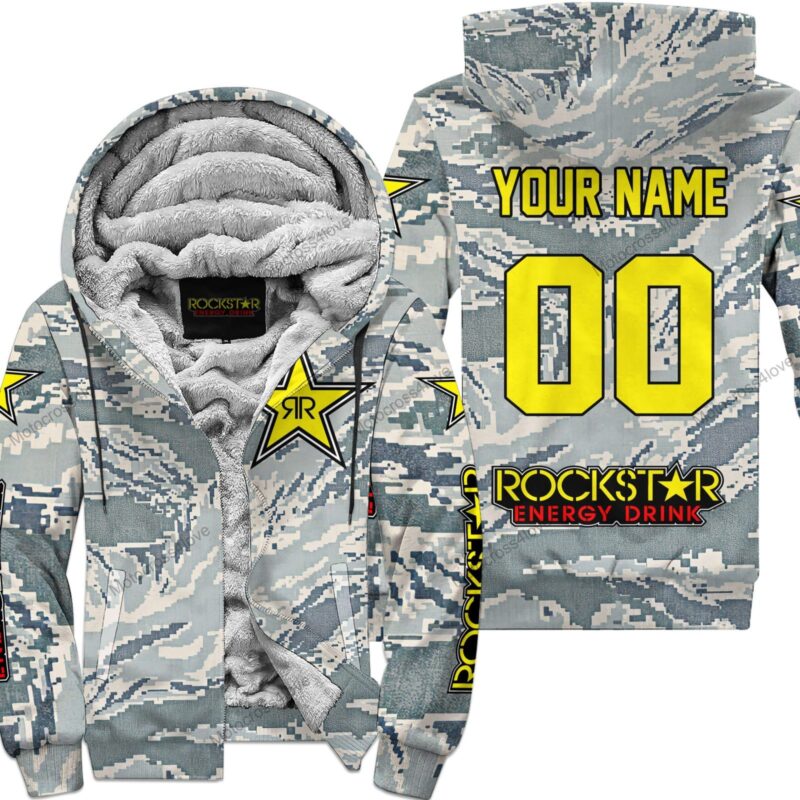 Us Air Porce Rockstar Energy Racing Custom Name Fleece Zip Hoodie MFH1479